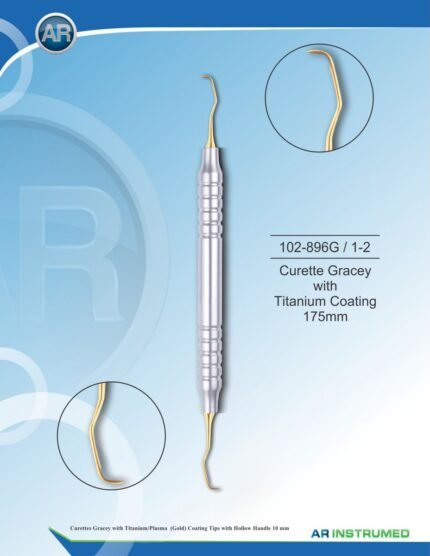 Cureta Gracey com revestimento de titânio / ouro a plasma 175 mm