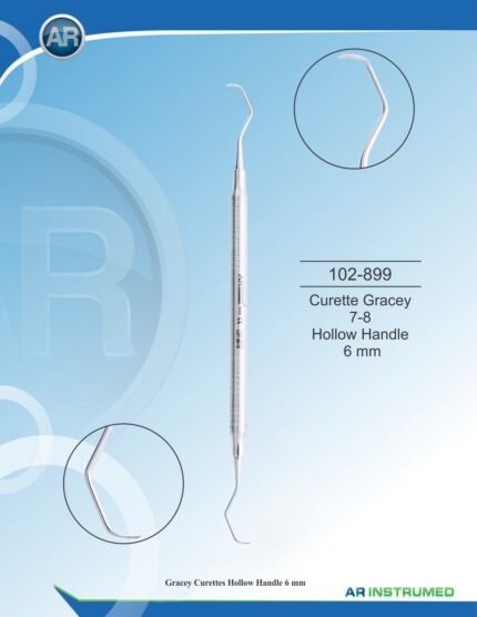 Cureta Gracey Dental AR INSTRUMED com Ponta Revestida de Titânio (7-8) e Cabo de Silicone Verde Claro
