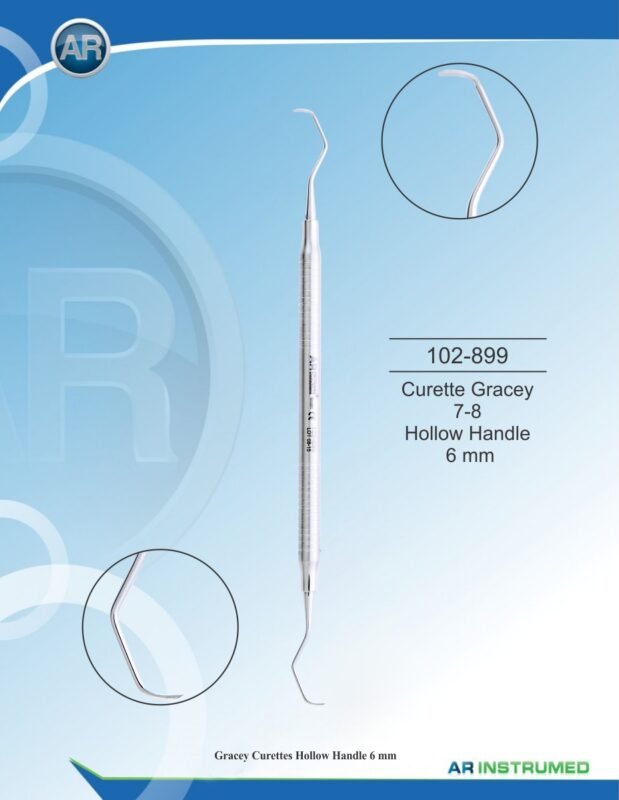 Cureta Gracey Dental AR INSTRUMED com Ponta Revestida de Titânio (7-8) e Cabo de Silicone Verde Claro