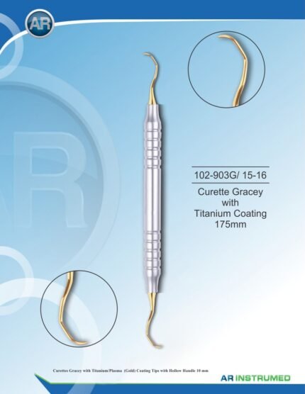 Cureta Gracey com revestimento de titânio / ouro a plasma 175 mm