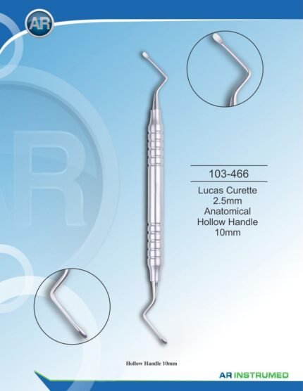 Cureta Lucas 2.5mm Cabo Anatômico Oco 10mm
